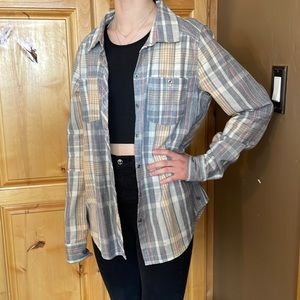 Roxy Plaid Button Up Long Sleeve